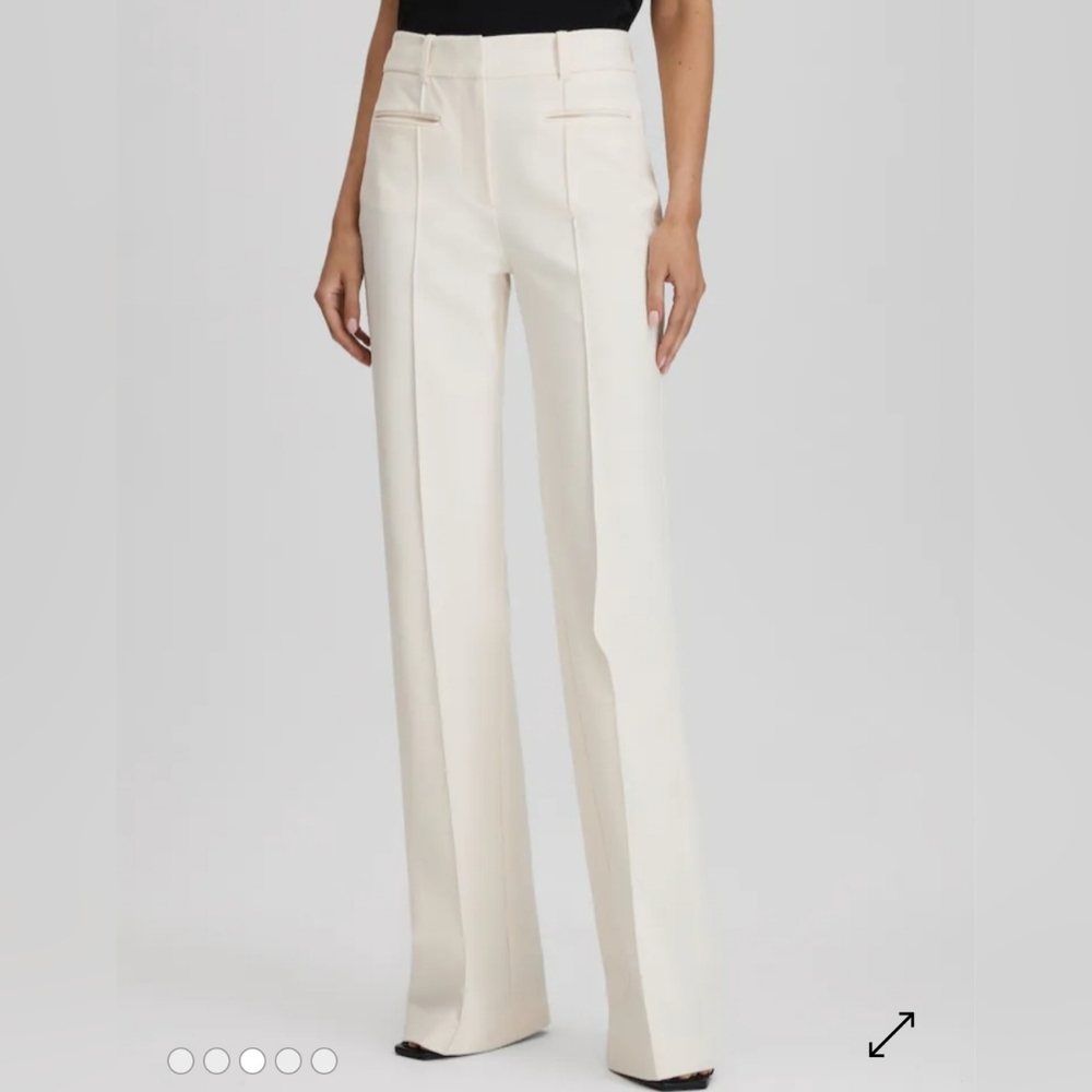 REISS "Claude"  High Rise Flared Trousers in Cream Size 10R (Inseam 34.5)